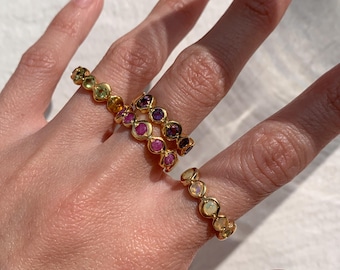 Anello a forma di bolla con pietra portafortuna, anello dell'eternità personalizzato, anello per anniversario, regalo per lei, anello con pietra preziosa personalizzato, anello per tutti i giorni, oro vermeil