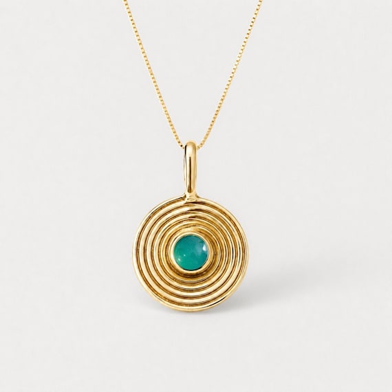 Infinity Pendant, Chrysoprase Pendant, Natural Chrysoprase, Round Pendant, Vintage Pendant, Australian Stone, Gold Vermeil