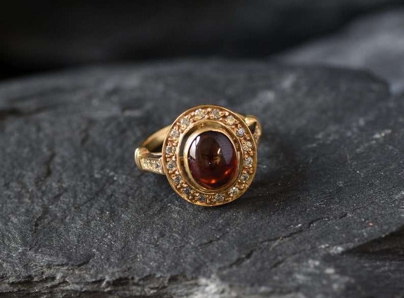 Gold Garnet Ring, Natural Garnet, Antique Ring, Red Garnet Ring, Red Vintage Ring, Gold Filled Ring, Statement Oval Ring, Gold Vermeil Ring image 7