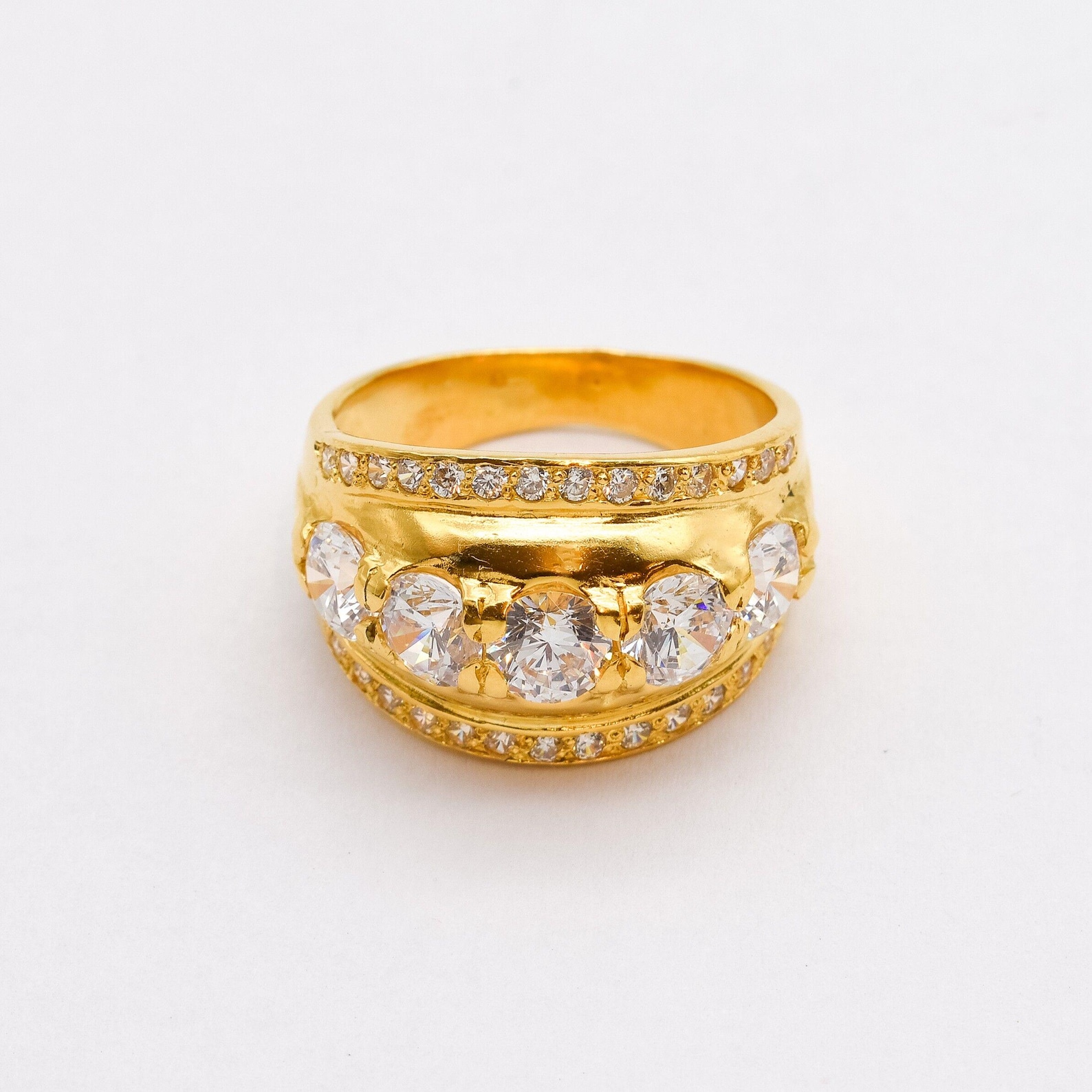 Thick Gold Band, Diamond Band, Wide Gold Ring, Created Diamond, Gold — free download
