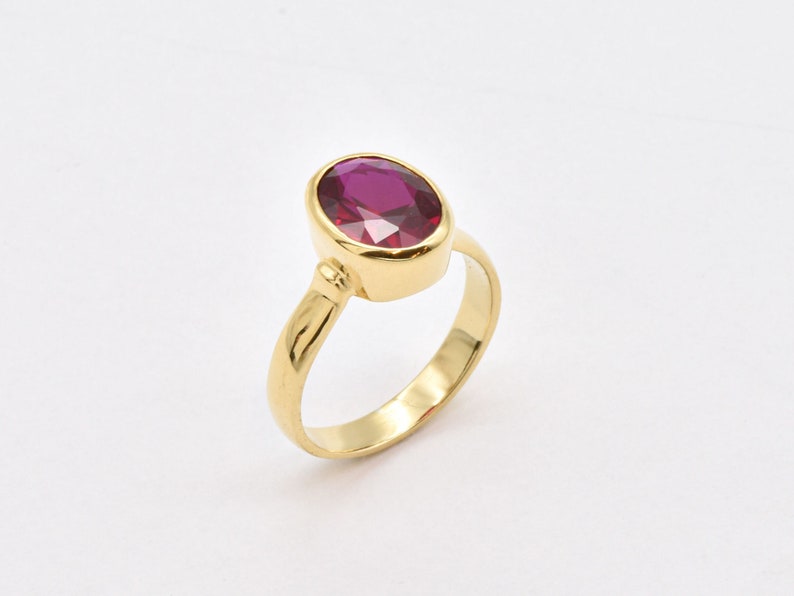 Solitaire Ruby Ring - Gold Ruby Band, July Birthstone Ring