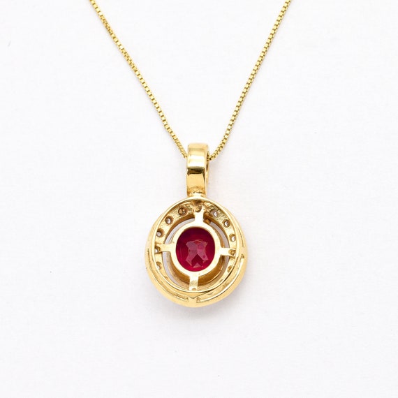 アンティーク ルビー ペンダント、ゴールド ネックレス、人工ルビー 
