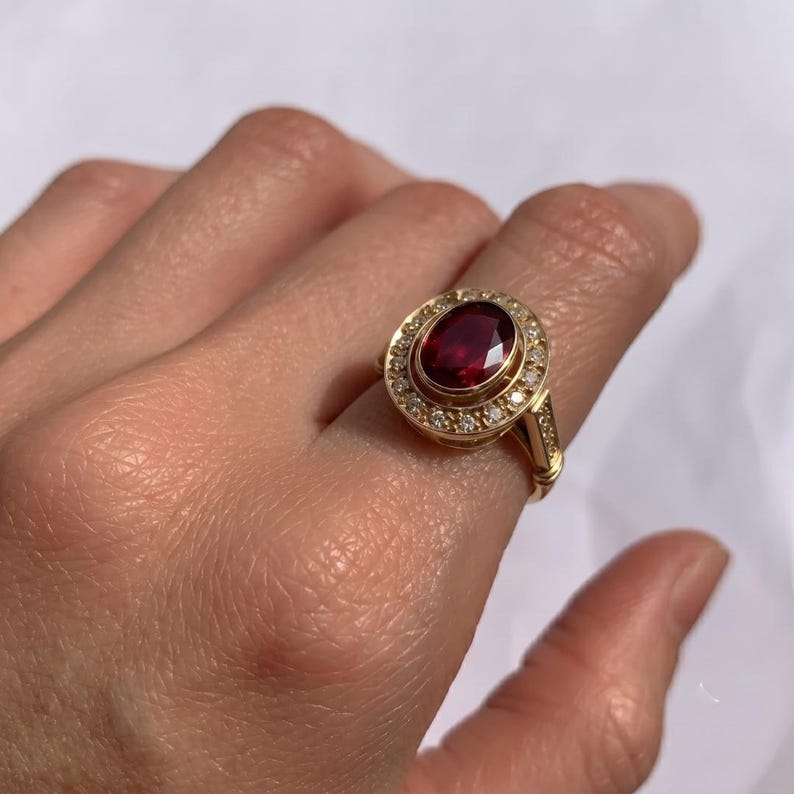 Gold Ruby Ring, Ruby Ring, Created Ruby, Gold Victorian Ring, Red Diamond Ring, Red Ruby Ring, Antique Ring, 14K Gold Ring, 925 Silver Ring image 2