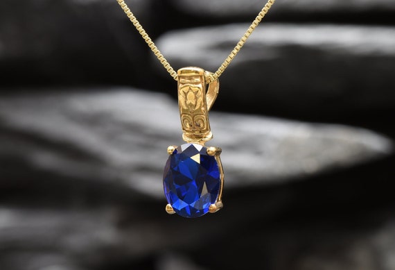 vintage Gold Diamond Blue Sapphire Heart Charm Pendant Necklace – Boylerpf