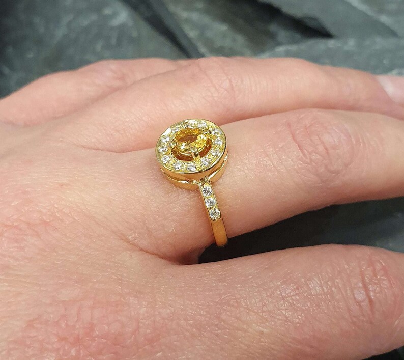 Gold Citrine Ring, Citrine Ring, Natural Citrine, November Ring, Gold Solitaire Ring, Vintage Gold Ring, Yellow Dimond Ring, 925 Silver Ring image 2