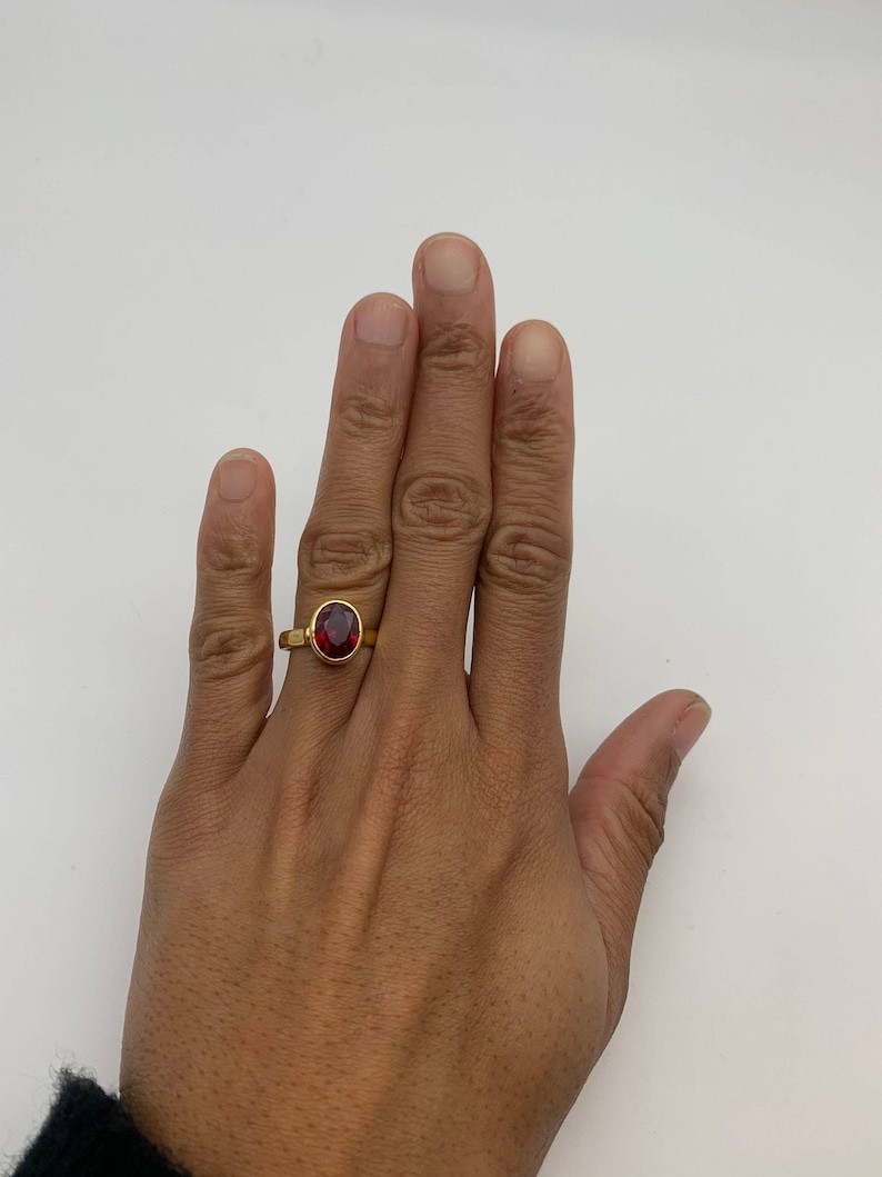 Solitaire Ruby Ring - Gold Ruby Band, July Birthstone Ring