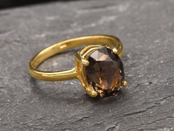 Smoky Topaz Ring, Natural Smoky Topaz, Gold Oval Ring, Gold Solitaire Ring,  Brown Topaz Ring, Gold Brown Ring, Proposal Ring, Gold Vermeil -  Canada