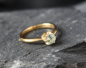 Blue Topaz Ring, Gold Promise Ring, Blue Topaz, December Birthstone, Blue Engagement Ring, Gold Solitaire Ring, Minimal Ring, Gold Vermeil