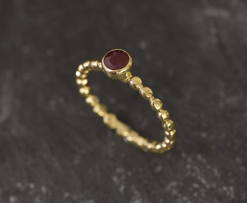 Gold Ruby Ring, Natural Ruby, July Birthstone, Red Ruby Ring, Vintage Ruby Ring, Ruby Promise Ring, Red Ring, July Ring, 925 Silver, Ruby image 2