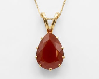 Gold Karneol Halskette, Natürlicher Karneol, echte rote Karneol Tropfen Halskette, Karneol Halskette, Gold von Adina