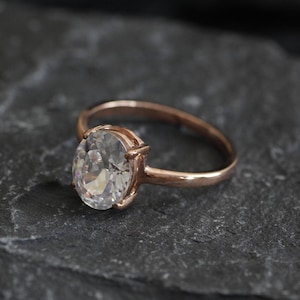 Rose Gold Ring, erstellt CZ Diamant, Vorschlag Ring, 3 Karat Ring, Verlobungsring, Versprechen Ring, Diamant Ring, Vergoldet Ring, Vermeil Ring