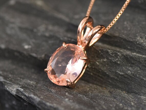 Rose Gold Morganite Pendant Created 