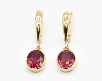 Rubin Tropfen Ohrringe, Erstellt Rubin Ohrringe, Roter Rubin Ohrringe, Gold Rubin Ohrringe, Rot Tropfen Ohrringe Gold Tropfen Ohrringe, Gold von Adina