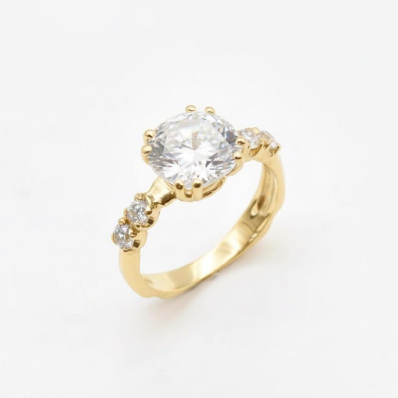 Diamond Engagement Ring, 4 Carat Diamond, Created Diamond, Proposal Ring, Promise Ring, CZ Diamonds, Sparkly Ring, Solid Silver Ring image 1