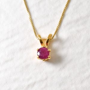 Dainty Ruby Necklace, Natural Ruby, Gold Ruby Pendant, Red Ruby Necklace, July Birthstone, Round Ruby Necklace, Gift For Mom, Gold By Adina