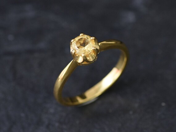 Gold Natural Amber Leaf Ring 18K Gold Vermeil