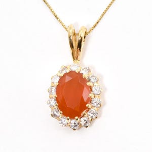 Gold Carnelian Pendant, Real Carnelian, Princess Diana Necklace, Statement Necklace, Victorian Pendant, Red Vintage Pendant, Gold by Adina