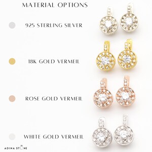 Pendientes de oro y esmeralda, esmeralda sintética, pendientes antiguos, pendientes cuadrados, pendientes chapados en oro, pendientes de talla princesa, pendientes vintage, vermeil imagen 4