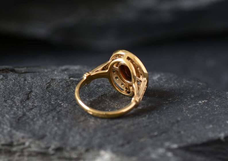 Gold Garnet Ring, Natural Garnet, Antique Ring, Red Garnet Ring, Red Vintage Ring, Gold Filled Ring, Statement Oval Ring, Gold Vermeil Ring image 8
