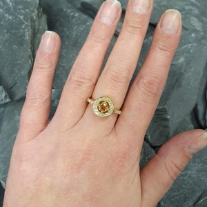 Gold Citrine Ring, Citrine Ring, Natural Citrine, November Ring, Gold Solitaire Ring, Vintage Gold Ring, Yellow Dimond Ring, 925 Silver Ring image 9