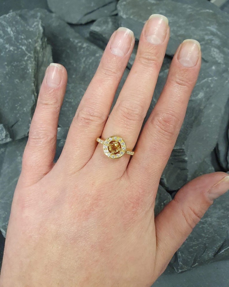 Gold Citrine Ring, Citrine Ring, Natural Citrine, November Ring, Gold Solitaire Ring, Vintage Gold Ring, Yellow Dimond Ring, 925 Silver Ring image 9