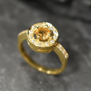 Gold Citrine Ring, Citrine Ring, Natural Citrine, November Ring, Gold Solitaire Ring, Vintage Gold Ring, Yellow Dimond Ring, 925 Silver Ring image 3