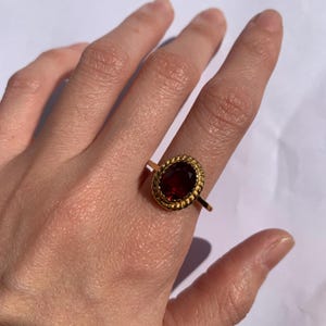 Gold Ruby Ring, Gold Victorian Ring, Created Ruby, Gold Vintage Ring, Red Ruby Ring, Gold Antique Ring, Red Diamond Ring, Gold Vermeil Ring image 7