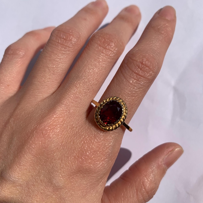 Gold Ruby Ring, Gold Victorian Ring, Created Ruby, Gold Vintage Ring, Red Ruby Ring, Gold Antique Ring, Red Diamond Ring, Gold Vermeil Ring image 7