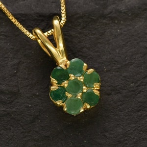 Gold Flower Pendant, Natural Emerald, Green Emerald Necklace, May ...