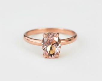 Rose Gold Morganite Ring, Created Morganite, Morganite Ring, Solitaire Ring, Rose Gold Ring, Vintage Ring, Pink Diamond Ring, Silver Ring