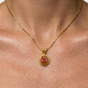 Gold Carnelian Necklace, Victorian Pendant, Natural Carnelian, Gold Carnelian Necklace, Red Agate Necklace, Carnelian Gift, Christmas Gift image 2