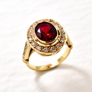 Gold Ruby Ring, Ruby Ring, Created Ruby, Gold Victorian Ring, Red Diamond Ring, Red Ruby Ring, Antique Ring, 14K Gold Ring, 925 Silver Ring