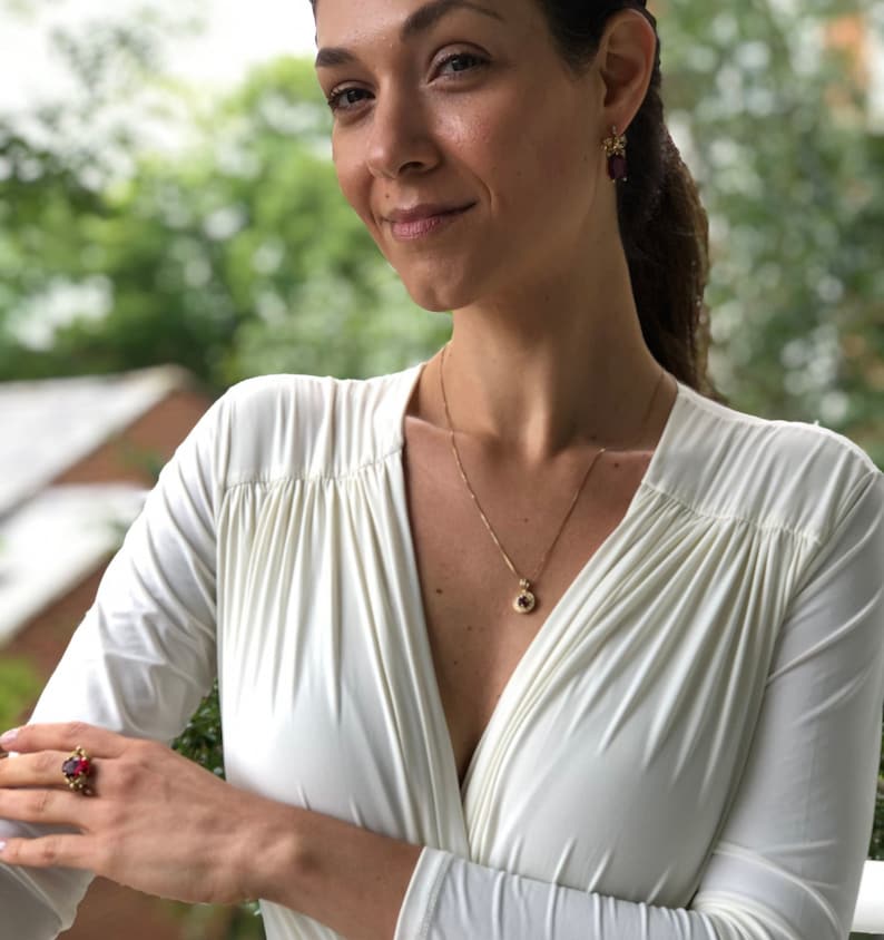 Gold Ruby Ring, Ruby Ring, Created Ruby, Gold Ribbon Ring, Vintage Ruby Ring, Red Diamond Ring, Ribbon Ring, Victorian Ring, 925 Silver Ring image 7