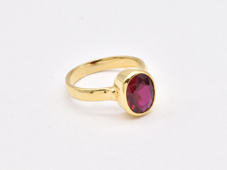 Solitaire Ruby Ring - Gold Ruby Band, July Birthstone Ring