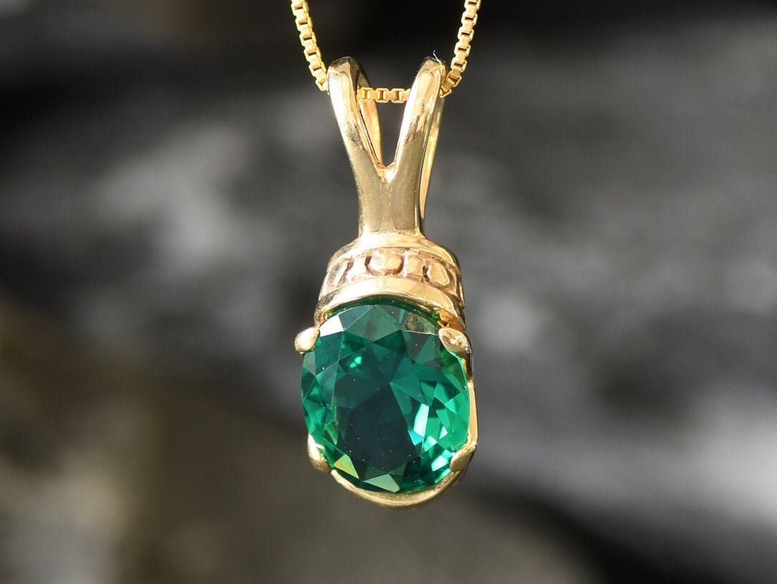 Gold Emerald Pendant Created Emerald Gold Tribal Pendant - Etsy UK