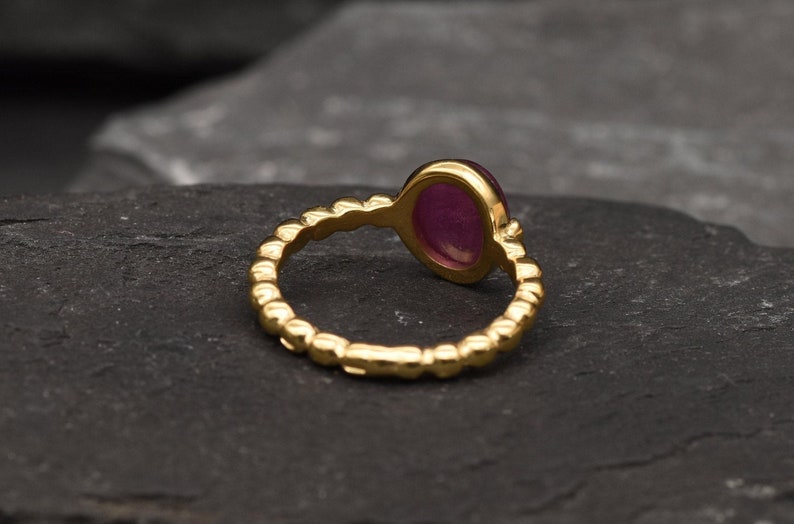Rubin Ring in Gold, Natürlicher Rubin, Oval Ring, Vergoldete Ring, Vintage Ring, Juli Geburtsstein, Jubiläumsgeschenk, 3 Karat Ring, Vermeil Ring Bild 9