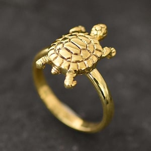 Gold Turtle Ring, Cute Animal Ring, Original Gold Ring, Tortoise Ring, Good Luck Ring, Gold Ocean Ring, Vermeil Ring, 18K Gold Plated Ring