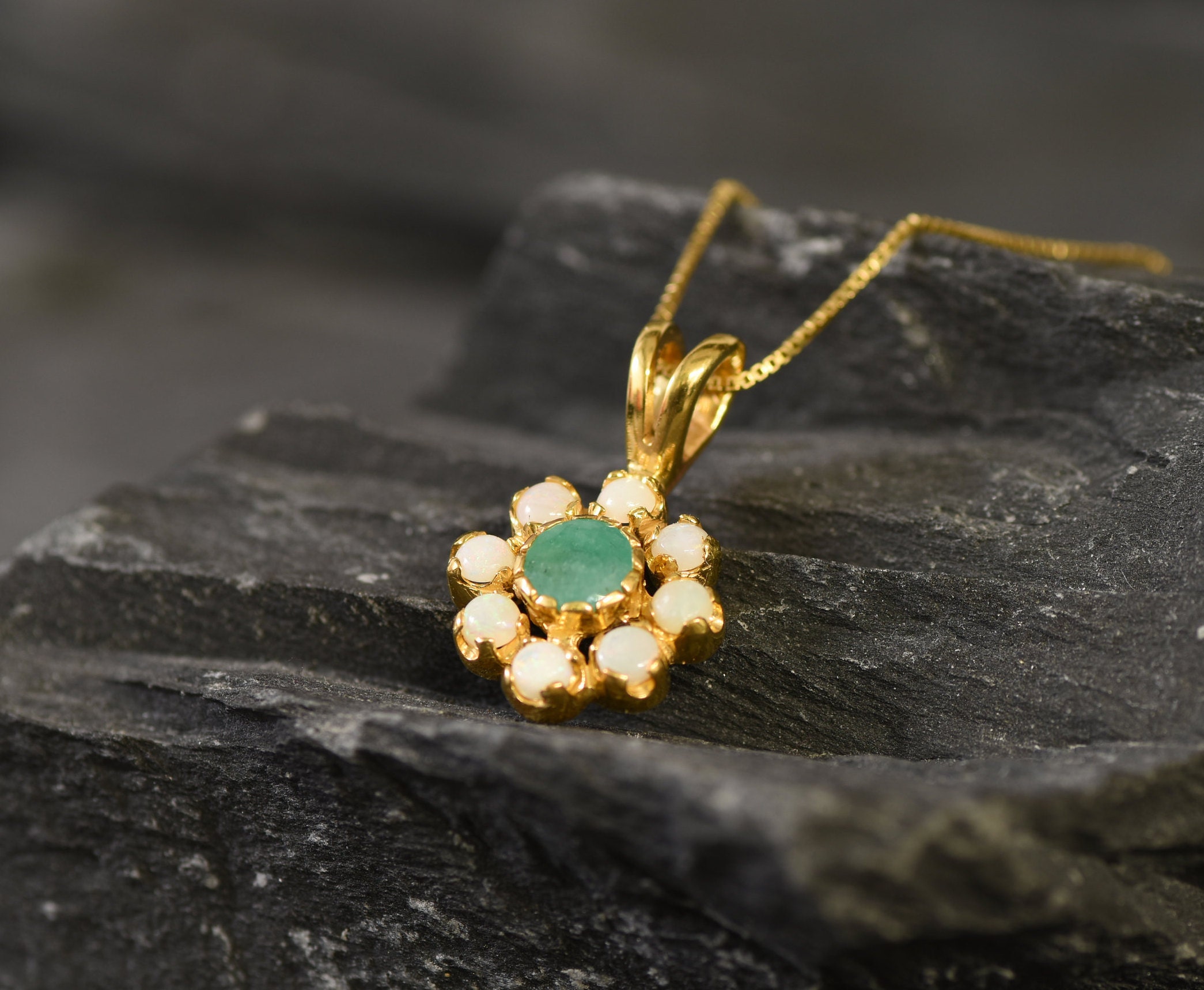 Gold Opal Pendant Flower Pendant October Birthstone Natural | Etsy