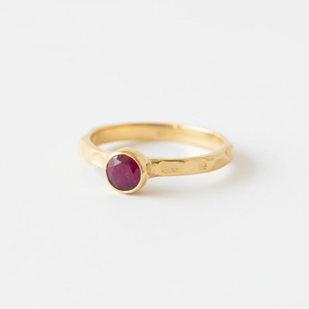 gold ruby ring stackable gold ring july ring natural... Gold Ruby Ring, Natural Ruby, July Birthstone, Gold Solitaire Ring ...