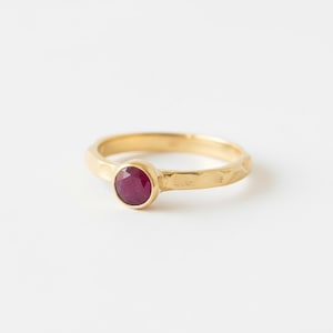 Gold Ruby Ring, Natural Ruby,  July Birthstone, Gold Solitaire Ring, Dainty Ring, Stackable Ring, Ruby Solitaire, Gold by Adina