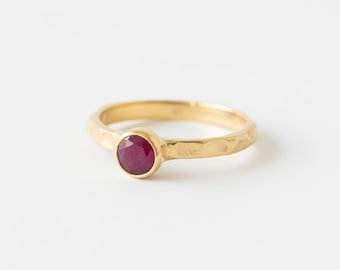 Gold Ruby Ring, Natural Ruby,  July Birthstone, Gold Solitaire Ring, Dainty Ring, Stackable Ring, Ruby Solitaire, Gold by Adina