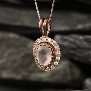 Rose Gold Rose Quartz Pendant, Rose Quartz Pendant, Vintage Pendant, Love Pendant, Antique Pendant, Pink Pendant, Rose Gold Plated Necklace