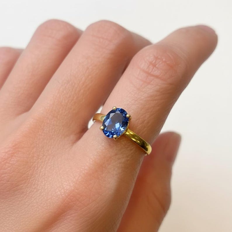 Gold Iolite Ring, 2 Carat Solitaire, Purple Ring, Natural Iolite, Gold Plated Ring, Promise Ring, Proposal Ring, Dainty Ring, Vermeil Ring