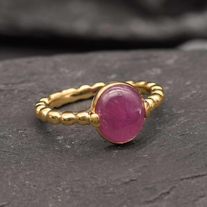 Ruby Ring in Gold, Natural Ruby, Oval Ring, Gold Plated Ring, Vintage Ring, July Birthstone, Anniversary Gift, 3 Carat Ring, Vermeil Ring