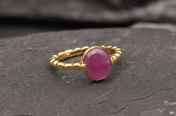 Ruby Ring in Gold, Natural Ruby, Oval Ring, Gold Plated Ring, Vintage Ring, July Birthstone, Anniversary Gift, 3 Carat Ring, Vermeil Ring