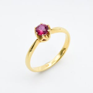 Solitaire Ruby Ring, Promise Ruby Ring, Gold Ruby Ring, Engagement Ruby Ring, Created Ruby, Gold Ruby Band, Red Diamond Ring,18K Gold Plated
