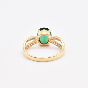 Gouden ring met smaragd, gemaakt van smaragd, gouden vintage ring, gouden verlovingsring, beloftering, groene ring, 18 kt goud vermeil, ring 3 karaat afbeelding 10