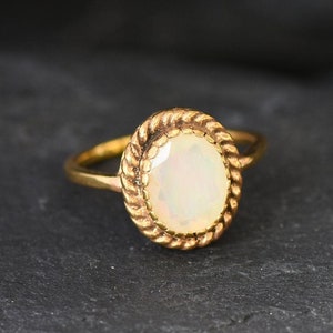 Gold Opal Ring, Ethiopian Opal Ring, October Birthstone, Victorian Ring, Fire Opal Ring, Rainbow Opal Ring, Genuine Opal Ring, Gold Vermeil image 7