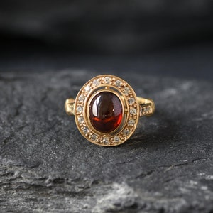 Gold Garnet Ring, Natural Garnet, Antique Ring, Red Garnet Ring, Red Vintage Ring, Gold Filled Ring, Statement Oval Ring, Gold Vermeil Ring image 3