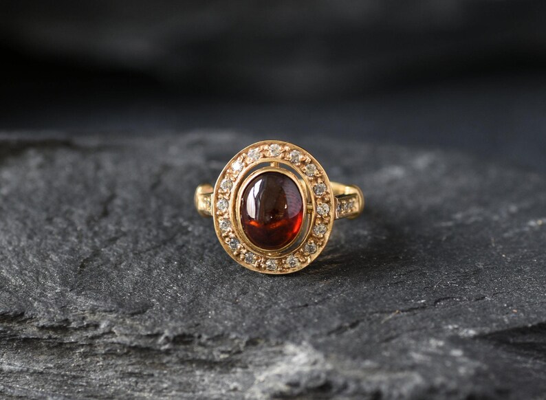 Gold Garnet Ring, Natural Garnet, Antique Ring, Red Garnet Ring, Red Vintage Ring, Gold Filled Ring, Statement Oval Ring, Gold Vermeil Ring image 3